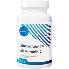 Nutritec Glucomannan mit Vitamin C 120 Kapseln, aus Konjakwurzel gewonnen, Nahrungsergänzungsmittel vegan