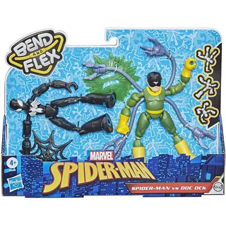 Hasbro Spiderman F0239 Marvel Spider-Man Bend and Flex Black Suit Spider-Man gegen Doc Ock Action-Figuren, 15 cm große biegbare Figuren, für Kids ab 4 Jahren