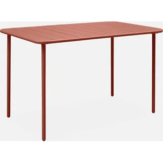 sweeek - Gartentisch aus Stahl für 4 Personen - Terrakotta - Orange