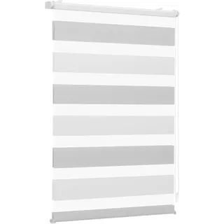 Sekey Doppelrollo Klemmfix ohne Bohren für Fenster, Zweifarbig Doppelrollo 100 cm breit, Duo Rollo Jalousie Sonnenschutz, 100x130cm, Weiß & Hellgrau