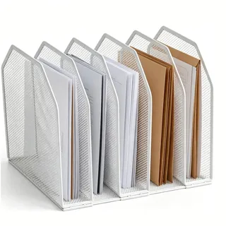 5 Vertikale Metall Aktenhalter Stehsammler, Abnehmbar Magazin Halter, Weiß