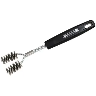 FMprofessional Grillbürste Edelstahl/Kunststoff in Y-Form – Ergonomischer PP-Griff – vielseitig verwendbar für alle Grillarten 30 cm Länge (Schwarz/Silber)