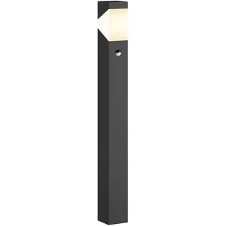 Lucande Außenleuchte Kiran mit Bewegungsmelder (spritzwassergeschützt (Modern) in Schwarz aus Aluminium (1 flammig, E27) - Wegeleuchte Pollerleuchte Wegelampe Sockelleuchte