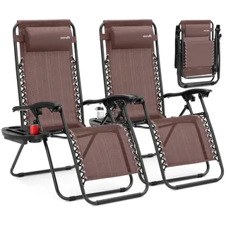 SereneLife Sonnenliege Klappbar 2er Set 0 x 0 x 0 cm Braun
