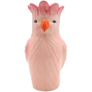 XL Dekovase, Vasenkopf, Papageivase, Blumenvase, Tiervase, Tischvase, Keramikvase, Vase als Papagei, Vase mit Papagei Dekor aus Keramik mit orangen Schnabel,in rosa/pink, L/B/H 13 x 13 x 25 cm.