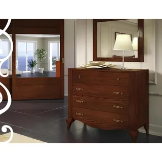 Garnitur Set 2tlg Kommode Spiegel Gruppe Holz Kommoden Anrichte Möbel Schrank - Braun