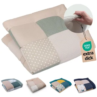 ULLENBOOM Krabbeldecke für Baby 100x100 cm - Dick und weich gepolstert | Außenmaterial: 100% Baumwolle, Alle Materialien OEKO-TEX zertifiziert, Made in EU, Schadstoffgeprüft und waschbar