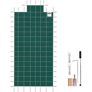 VEVOR Sicherheitsabdeckung für ausgehöhlte Pools, 6,1 x 12,2 m, grünes Netzgewebe mit zentralen Endstufen, 1,2 x 2,4 m, robuste Sicherheitsabdeckung für Winterpool, gegen Sonne, Wind