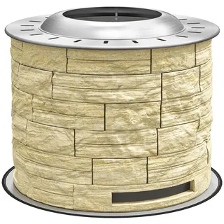 Outsunny Feuerschale, Edelstahl, Gelb , Metall , 52x39x52 cm , Gartenmöbel, Feuerschalen & Feuerkörbe