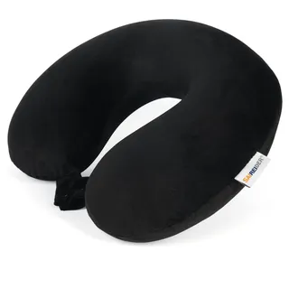 SAIREIDER Reisekissen, 100% Reiner Memory-Schaum, Reise-Nackenkissen, Flugzeugkissen für Reisen, Auto, Zuhause, Büro, waschbarer Bezug (schwarz)