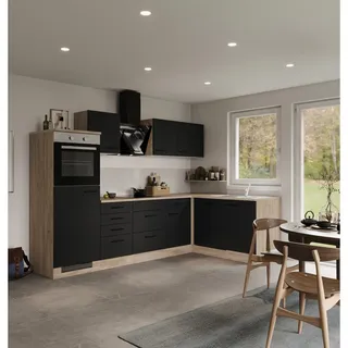 Flex-Well Winkelküche L-Form Capri 280 cm schwarz matt