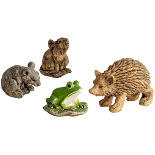 Niedliche Krippentiere Igel, Frosch und Mäuse [4 Stück, ca 2 cm] Krippenzubehör, Krippenbedarf/Zubehör für Weihnachtskrippen