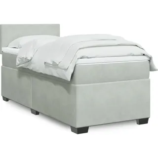 Langlebige Boxspringbett mit Matratze Hellgrau 90x200 cm Samt Gästebett mit Lattenrost Möbel7225930 - Grau