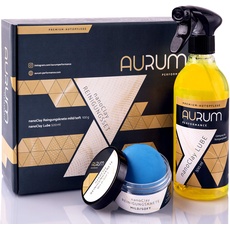 Aurum-Performance® Reinigungsknete mit Gleitmittel zur professionellen Autopflege - Entfernt mühelos Flugrost, Insektenreste, Lackablagerungen - nanoClay Set (Lackknete mild + Spezial Gleitspray)