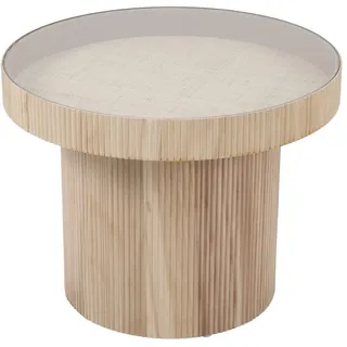 Svita Beistelltisch Miguel mit Glas , Braun , Holz , Rund , 59x45x59 cm , Wohnzimmer, Wohnzimmertische, Beistelltische
