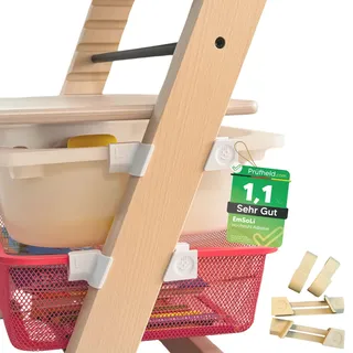 [ TEST SEHR GUT, NOTE 1.1 *] EmSoLi Adapter Hellbraun + 2x Haken für Ikea Trofast Box Korb Drahtkorb, kompatibel mit Stokke Tripp Trapp Baby Hochstuhl, Hochstühle Kinderstuhl Zubehör, Kinder Hoch