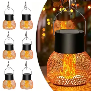 6 Stück Kleine Solarlampen für Außen Garten Hängend Zum Hängen mit Clips, Solar Hängeleuchte Outdoor, Solarbirnen für Außen Hängend, Solarleuchte Hängend, Gartenleuchten Solar Hängelampe