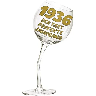 Bombo Schiefes Weinglas zum 90. Geburtstag – Deutsche Aufschrift: „Der Fast Perfekte Jahrgang“ – 440 ml