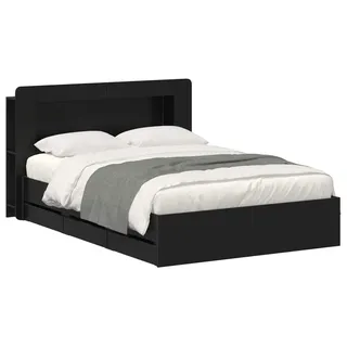 vidaXL Bettgestell mit Stauraum und Kopfteil Schwarz 160 x 200 cm - Schwarz