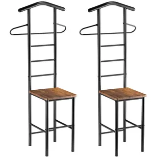 CARO-Möbel Herrendiener Jivo 2Er-Set , Dunkelbraun, Schwarz , Metall , Mode , 53x121x47 cm , Schlafzimmer, Herrendiener