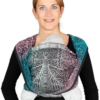 Hoppediz gewebtes Baby-Tragetuch ab Geburt, Neugeboren bis Kleinkind, 100% kbA-Baumwolle (Bio), Jaipur black 4,60 m