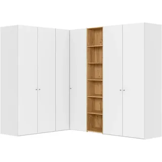 Jutzler Eckkleiderschrank , Weiß, Eichefarben , Holz, Holzwerkstoff , Eiche , furniert , 7 Fächer , 242x220x209 cm , Typenauswahl, Beimöbel erhältlich, umfangreiches Zubehör erhältlich, in verschiedenen Holzarten erhältlich, in verschiedenen Größen erhältlich, in verschiedenen Holzdekoren erhältlich, individuell planbar , Schlafzimmer, Kleiderschränke, Eckschränke