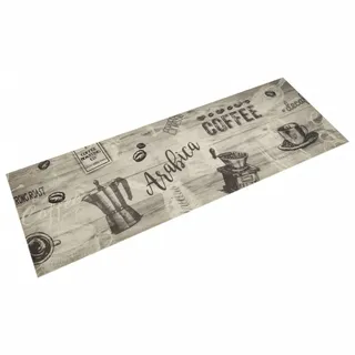 vidaXL Küchenteppich Waschbar Kaffee Grau 60x180 cm Samt