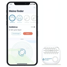 musegear Schlüsselfinder mit Bluetooth App I Keyfinder laut für Handy in weiß I Für iOS & Android I Schlüssel Finden