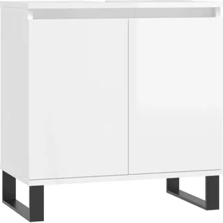 Badschrank Hochglanz-Weiß 58x33x60 cm Holzwerkstoff - Weiß