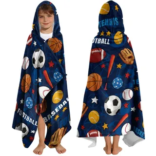Yasrlvun Ball-Kapuzenhandtücher für Kinder 127x76 cm Poncho-Handtücher für Jungen und Teenager Strandtuch für Schwimmbad Niedliches tragbares Badetuch für Kleinkinder