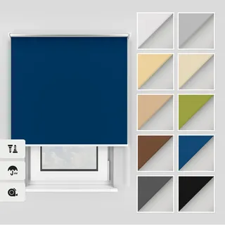 Estika Thermo rollos mit Bohren 60x150 cm Farbe: Blau, Verdunklungsrollo Deckenmontage und Wandmontage, Thermorollo hitzeschutz, Jalousien Fenster