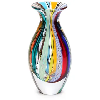 Ca D ORO Kleine Glasvase Boho mit farbigen Stangen, mundgeblasenes Kunstglas im Murano-Stil, Modell Nr. 2