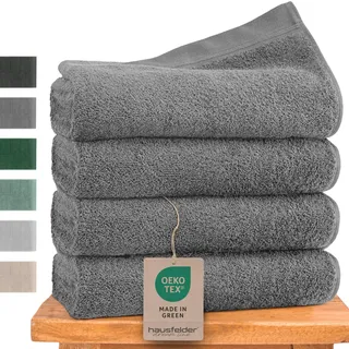 Hausfelder Handtücher Grau 50x100 cm – Premium Baumwolle 500g/m2 - Graue Handtücher 4er Set, Hotelqualität, Ökotex (Grau)