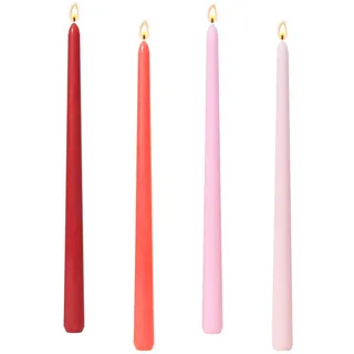 Scentoria Stabkerzen Rot, 4 Stück Kleine Kerzen, Stabkerzen, Spitzkerzen Höhe 25 cm ø 2,2 cm, Bunte Kerzen, Rituals Kerze, Tisch Dekoration, Bankett, Hochzeit