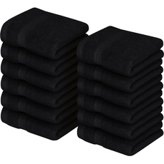 Utopia Towels - 12er Pack Seiftücher mit Aufhängeschlaufen 30x30 cm, aus 100% Baumwolle weiche und saugfähige Waschlappen für die Gesichtsreinigung (Schwarz)
