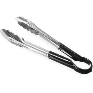 HENDI Servierzange, mit Soft-Touch-Griff, Aufhängeöse, Küchenzange, Lebensmittel Zange, Grillzange, Kochzange, (L)250mm, Edelstahl, Schwarz