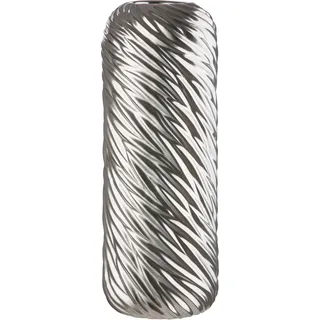 Gilde Dekovase »Wave, Höhe ca. 40 cm« dekorative Vase aus Keramik mit Rillenstruktur, Dekoobjekt, silberfarben