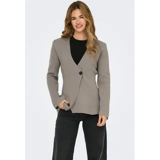 Strickjacke ONLY "ONLMYERA LIFE LS ONE BUTTON CARDIGAN KNT", Damen, Gr. M (38), grau (moon rock detail:melange), Strick, Obermaterial: 66% Polyester, 26% Polyacryl, 8% Wolle, meliert, slim fit, V-Ausschnitt, Strickjacken Strickjacke
