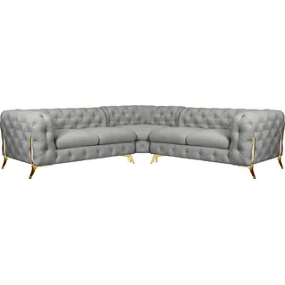 Leonique Chesterfield-Sofa »Amaury L-Form«, Chesterfield-Optik, Breite/Tiefe je 262 cm, Fußfarbe wählbar, silberfarben