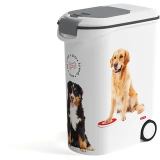 Curver Futter-Container 54 L, Love Pets Hunde, Weiß/Grau, 49,3 x 27,8 x 60,5 cm, 20 kg