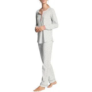CALIDA Sweet Dreams Pyjama, lang Damen, aus 100% Baumwolle, Hose mit stoffbezogenem Gummibund