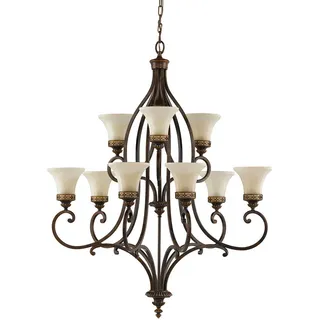 Elstead Lighting Kronleuchter , Braun , Metall, Glas , 129 cm , Grüner Punkt, RoHS , Lampen & Leuchten, Leuchtenserien