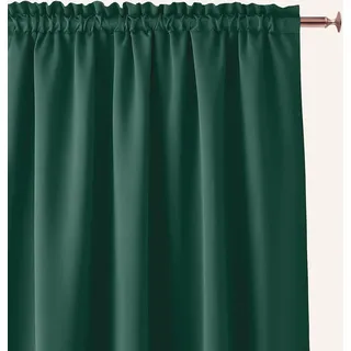 ROOM99 Vorhang mit Kräuselband Aura 140 x 300 cm Breite x Höhe Verdunkelung Schiebegardinen Deko Modern Curtain Gardine Wohnzimmer Schlafzimmer Flaschengrün, 1 Stück