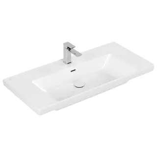 Villeroy & Boch Subway 3.0 Schrankwaschtisch, 1 Hahnloch, mit Überlauf, ungeschliffen, 1000x470mm, 4A70A501, Farbe: weiß-alpin