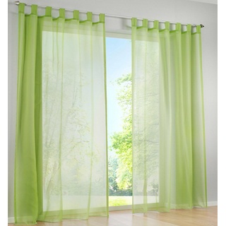 SIMPVALE 2 Stücks Voile Vorhänge zu Gürtelschlaufe transparent Vorhänge Fenster Balkon aus Tüll Breite 140cm, Polyester, Grün, Höhe 145cm