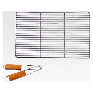 Grillrost aus Edelstahl rund und rechteckig 54x34, 58x30, 60x40, 67x40, Ø44,5, Ø44, Ø54,5 mit oder ohne Griffe (58x30cm mit Griffen)