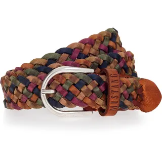 Flechtgürtel MUSTANG, Damen, Gr. 75, bunt (mehrfarbig), Leder, mehrfarbig, Gürtel Flechtgürtel, Mit Hingucker-Flechtoptik, 3 cm