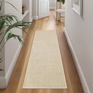 Cheerx Küchenläufer rutschfest, Küchenteppich Waschbar, Gewebte Teppich Küche Saugfähig, Hochwertige Küchenmatten, Teppich Läufer Flur für Küche, Esszimmer, Waschküche (Beige, 43x150cm)