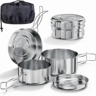 Camping Kochgeschirr Set, Edelstahl, für Picknick und Outdoor
