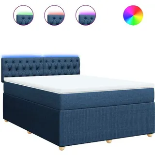 vidaXL Boxspringbett mit Matratze Blau 140x190 cm Stoff - Blau